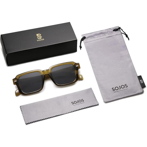 ? Women Grey Classic Square Sunglasses Polarized Vintage Rectangle Eyewear